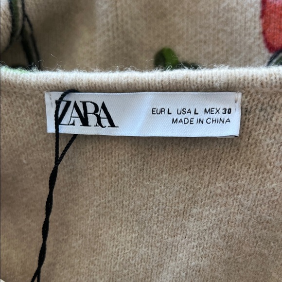 Zara Beige Beaded Floral Knit Sweater - Picture 2 of 9
